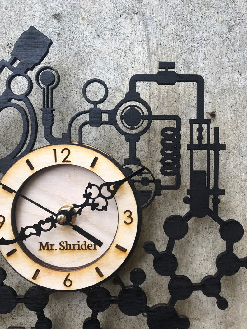 CUSTOM Science Clock Engraved Science Gift with name or Etsy