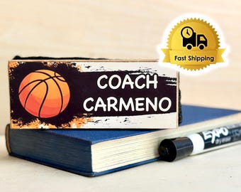 Personalized Basketball Coach Whiteboard/Chalkboard Eraser Gift Set, Teacher Appreciation Gift, Gym Teacher Gift, Basketball Coach Gift