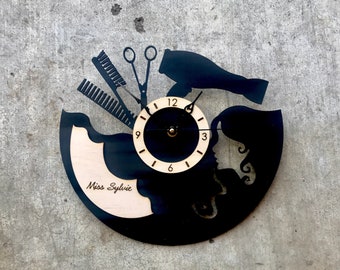CUSTOM Hairdresser Clock-  Engraved Hairdresser Gift with name or phrase of your choice - Beautician Gift/Cosmetologist Gift- FREE SHIPPING!