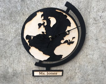 CUSTOM History / Social Studies Clock-  Engraved Social Studies Gift w/ name or phrase of your choice - History Gift - History Teacher Gift