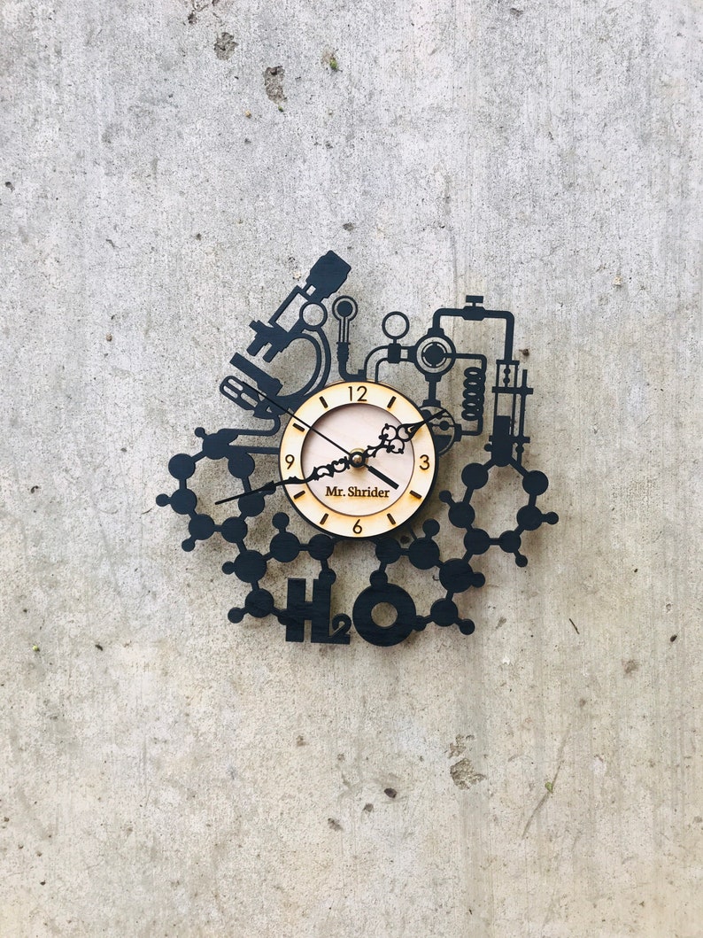 CUSTOM Science Clock Engraved Science Gift with name or Etsy