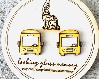 Mini School Bus Earrings - School Bus Stud Earrings - Bus Driver Appreciation Gift - Bus Driver Earrings - Fun Teacher Earrings