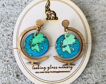 Mini Globe Earrings - History Earrings - Geography Earrings - History Teacher Earrings - History Teacher Gift - Social Studies Earrings