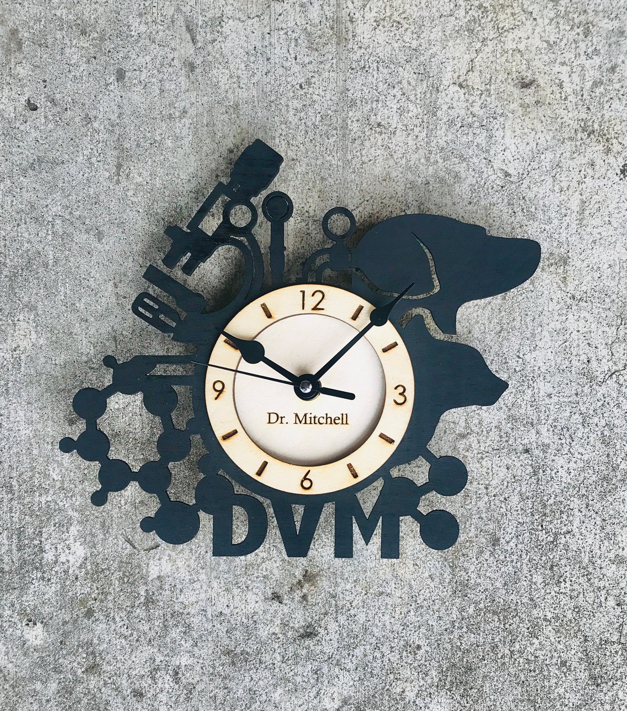 Custom Engraved Clock for an Animal Doctor