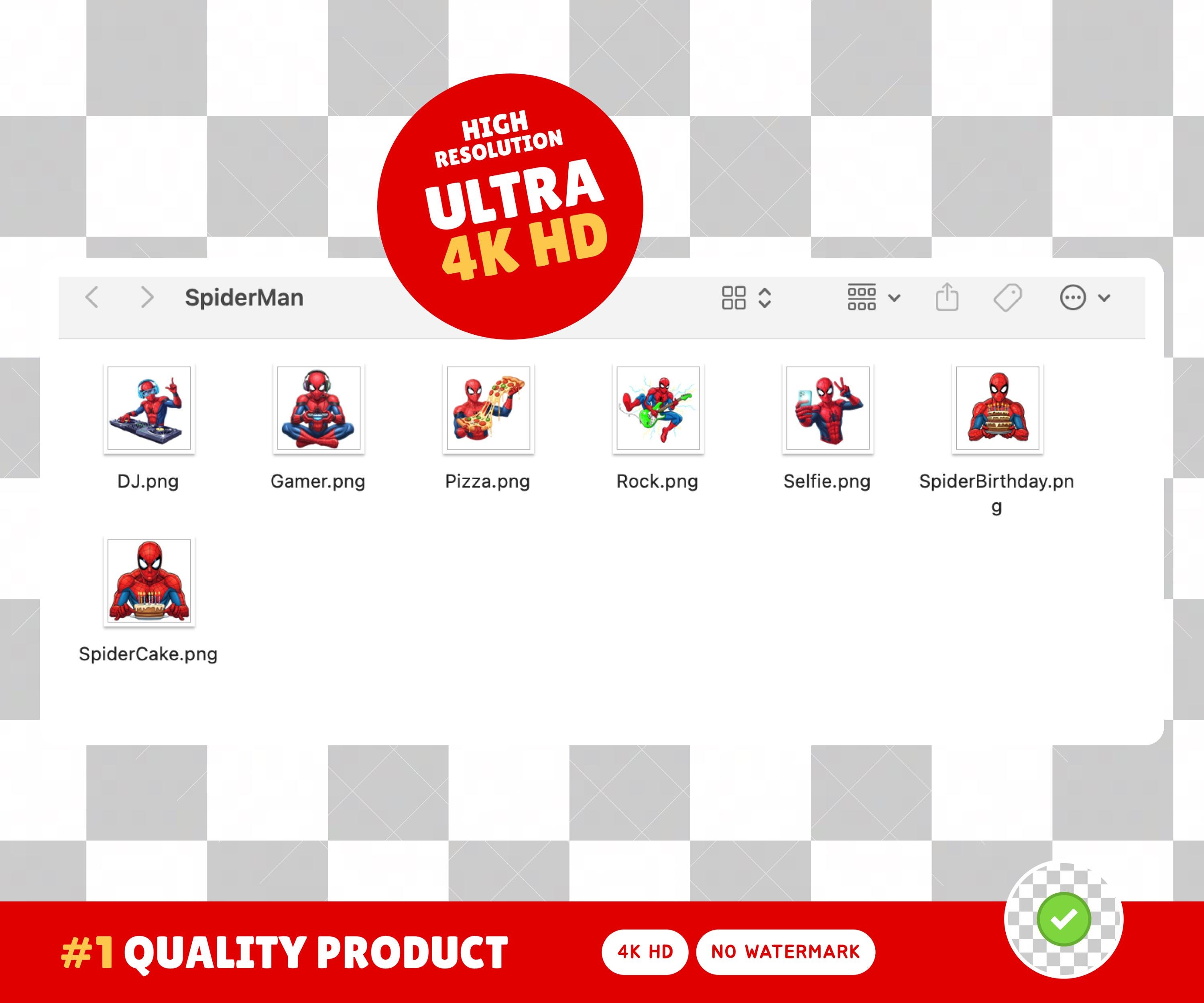 Spiderman Clipart Bundle: Superhero PNG Stickers (instant Download ...