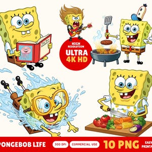 Spongebob PNG Clipart Bundle: High-Resolution Digital Download