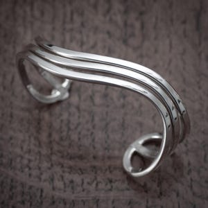 Taxco Mexican Sterling Silver Wave Bangle Bracelet - 1990&#39;s Vintage Wire Work Jewellery