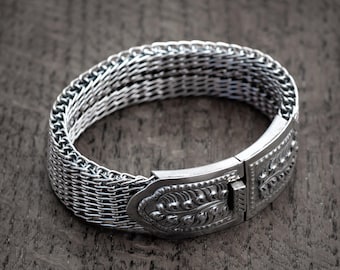 スターリングシルバー織りメッシュブレスレット - Etsy 日本