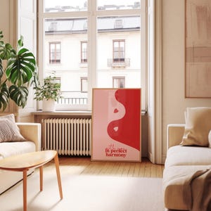 Ying Yang Romantische Minimalistische Digitale Kunst Druck Wandkunst - “With You in Perfect Harmony” süßes Paar Wand Poster, Liebe Thema, Geschenk für Sie