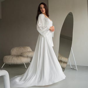 Robe and Nightgown Set, Bridal Robe and Nightgown Set, Wedding Lingerie, Silk Lingerie, Robe and Nightgown Set, Silk Bridal Sleepwear