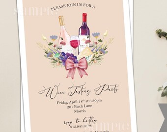 Wein und Käse - Einladung – Kokette Mädelsabend, Brautparty (gedruckt oder digital)