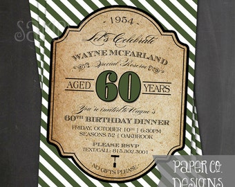 Wine Birthday / Retirement Party / Rehearsal Dinner Invite - PRINTABLE or PRINTED Invitations