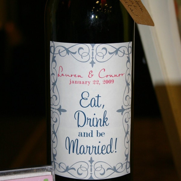 Custom Wine Bottle Labels Set of 12 - Perfect for Weddings, Rehearsal Dinners, Favors, Gifts & More