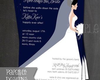 Navy Blue Brautparty - PRINTABLE oder PRINTED Einladung