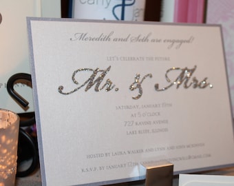 Mr. & Mrs. Glittered Engagement Invitations – Set of 25