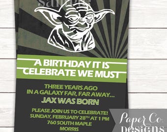 PRINTABLE or PRINTED Invitations - Star Wars Yoda Jedi May the Force be With You Birthday