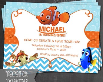 PRINTABLE or PRINTED Invitations - Finding Nemo Dory Disney Birthday Invite Photo