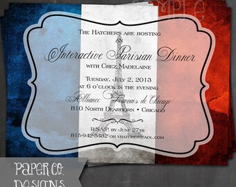 Paris Olympische Spiele Party - Französischer Eiffelturm Hochzeit zum Geburtstag einladen - PRINTABLE oder PRINTED Einladung