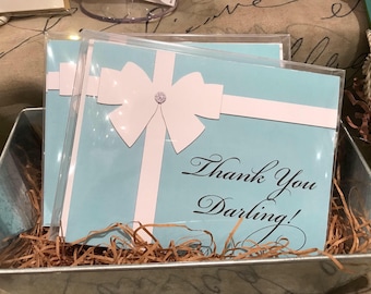 Breakfast at Tiffany's Thank You Notes - Set of 10 Folded Cards
