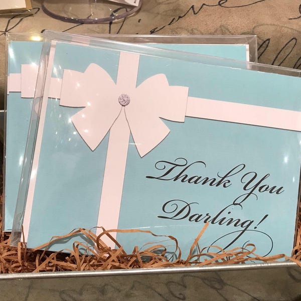 Set of 10 Breakfast at Tiffany's Thank You Notes - Thank You Darling - Folded Notes