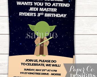 PRINTABLE or PRINTED Invitations - Star Wars Yoda Jedi May the Force be With You Birthday