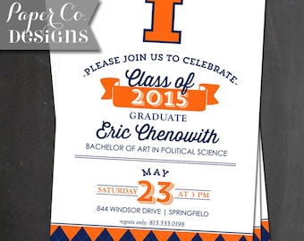 PRINTABLE or PRINTED Invitations - Graduation Argyle School College Logo Mascot Custom Collection