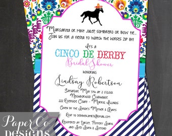 Cinco de Derby Party Einladungen - Brautparty, Geburtstag - Fiesta Theme (printable oder gedruckt)