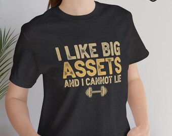 Rolig revisor-T-shirt, jag gillar stora tillgångar, finansordvits för CPA eller revisor, redovisningsgåva för honom och henne, kontorshumor grafisk T-shirt