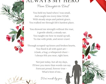 Sentimental Poem Print for Dad, Christmas Gift from Daughter (Digital Download)