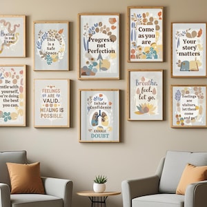 Therapy Office Art Prints: Motivational Mental Health Decor (Digital Download Set of 10)