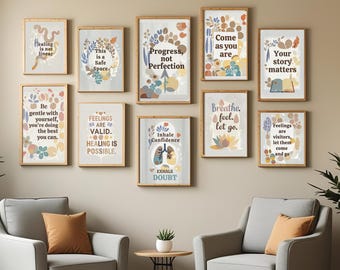 Therapy Office Art Prints: Motivational Mental Health Decor (Digital Download Set of 10)