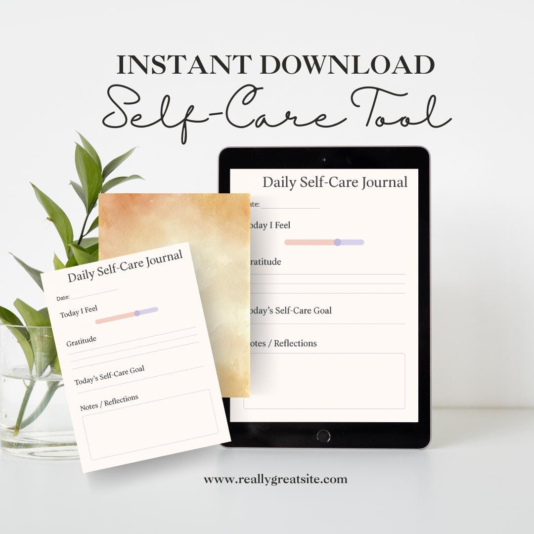 Printable Daily Self Care Journal, Mental Health PDF, Wellness Planner ...