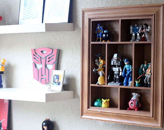 Vintage Wooden Curio Shelf Large Light Retro Display Shelf Etsy