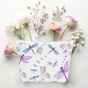 Borsa cosmetica in cotone unica, di piccole dimensioni, elegante pochette per il trucco, organizer da viaggio, regalo per lei, accessori primaverili, grazioso contenitore.