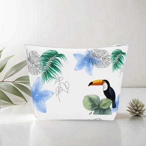 Borsa cosmetica in cotone unica, di piccole dimensioni, elegante pochette per il trucco, organizer da viaggio, regalo per lei, accessori primaverili, grazioso contenitore.