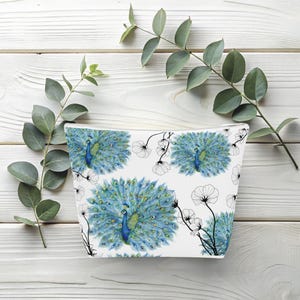 Borsa cosmetica in cotone unica, di piccole dimensioni, elegante pochette per il trucco, organizer da viaggio, regalo per lei, accessori primaverili, grazioso contenitore.
