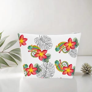 Borsa cosmetica in cotone unica, di piccole dimensioni, elegante pochette per il trucco, organizer da viaggio, regalo per lei, accessori primaverili, grazioso contenitore.