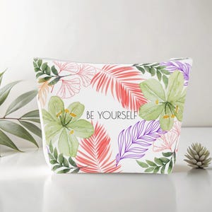 Borsa cosmetica in cotone unica, di piccole dimensioni, elegante pochette per il trucco, organizer da viaggio, regalo per lei, accessori primaverili, grazioso contenitore.