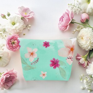 Borsa cosmetica in cotone unica, di piccole dimensioni, elegante pochette per il trucco, organizer da viaggio, regalo per lei, accessori primaverili, grazioso contenitore.