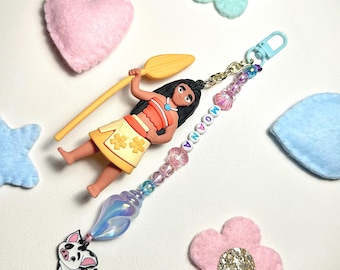 Kids Personalised Bag Charm Keychain with Ocean Princess character