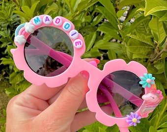 Kids Personalised Unicorn Decorative Sunglasses pink
