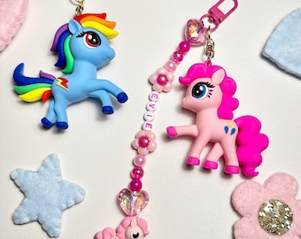 Kids Personalised Bag Charm Keychain with Little Pony character