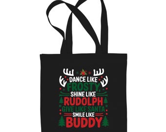 Christmas Graphic Canvas Tote Bag, Reusable Eco Bag