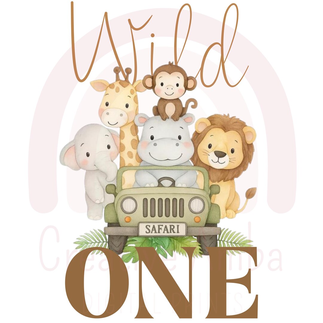 Wild One Jungle Animals PNG: 1st Birthday Safari Design (digital ...