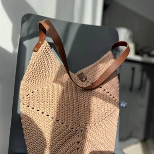 Large Beige Raffia Tote Bag - Summer Beach Shoulder Bag