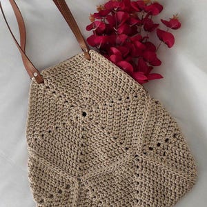 Crocheted Raffia Beach Bag - Lightweight Straw Shoulder Tote