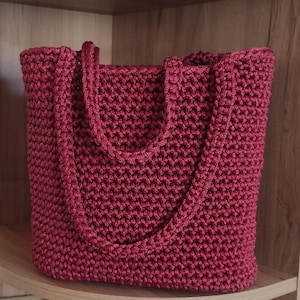Red Straw Summer Tote - Handmade Raffia Shoulder Bag for Her