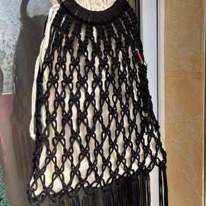 Black Raffia Summer Bag - Large Mesh Tote, Foldable Beach Bag