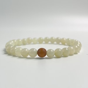 Natural Nephrite Jade Sandalwood Bead Bracelet – Handmade Healing Jewelry for Harmony & Grounding