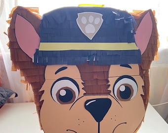 Dog Police Puppy Piñata Inspired by Chase | Handmade Birthday Party Piñata | Blue Puppy Party Decoration | Patrol Pinata